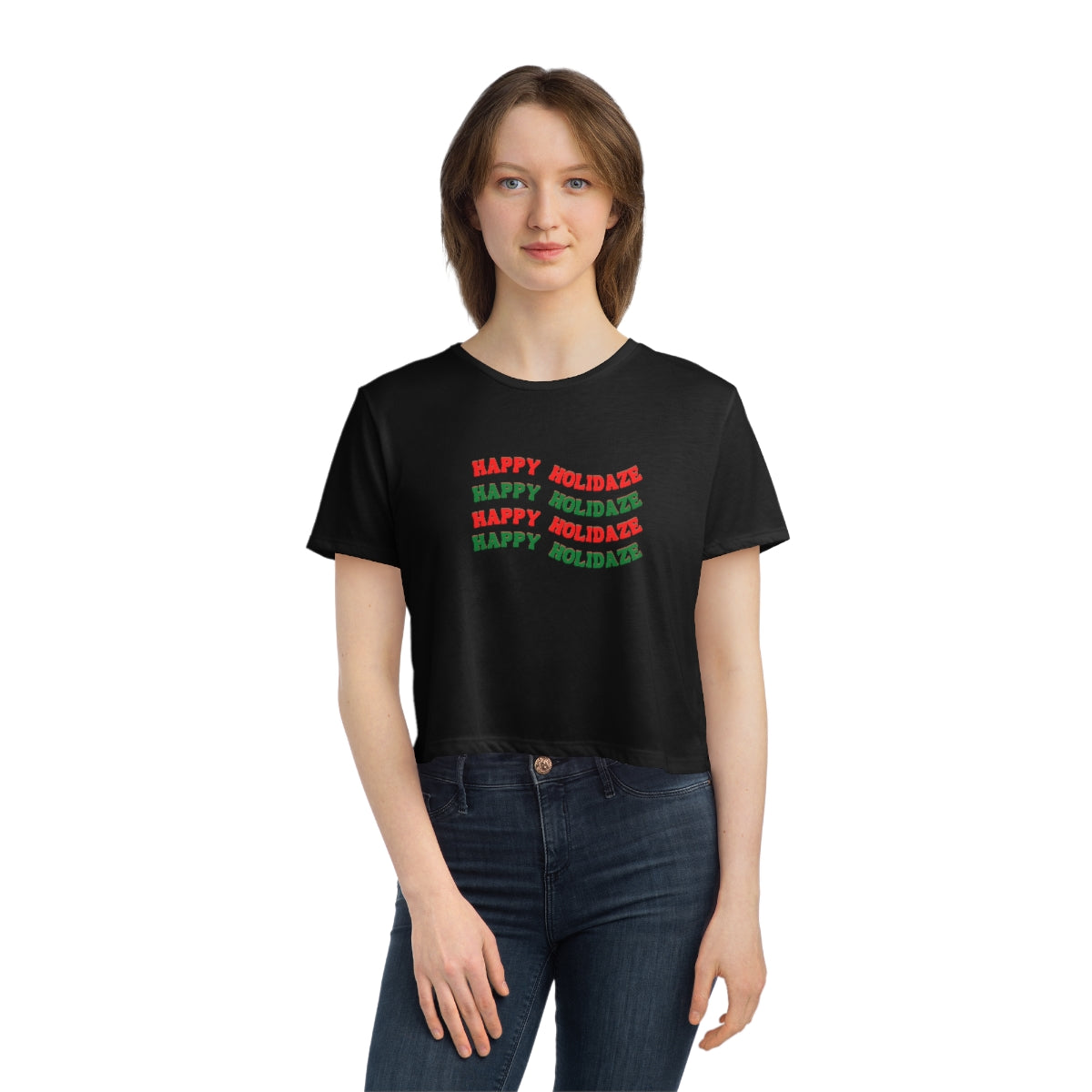 "Happy Holidaze", Cropped Tee