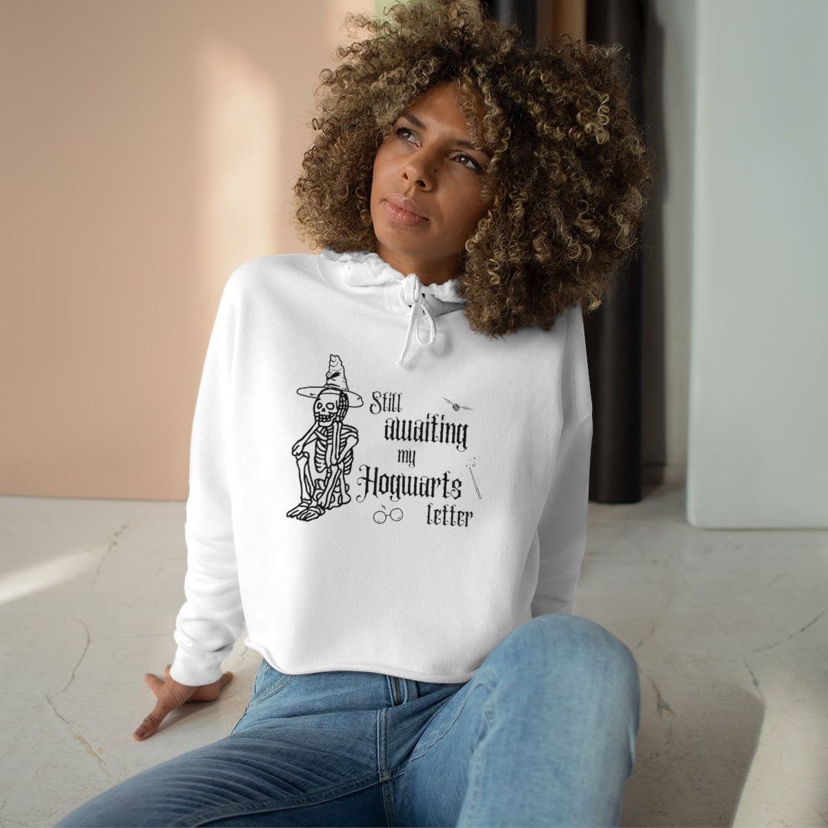 "Still awaiting my Hogwarts letter" Crop Hoodie