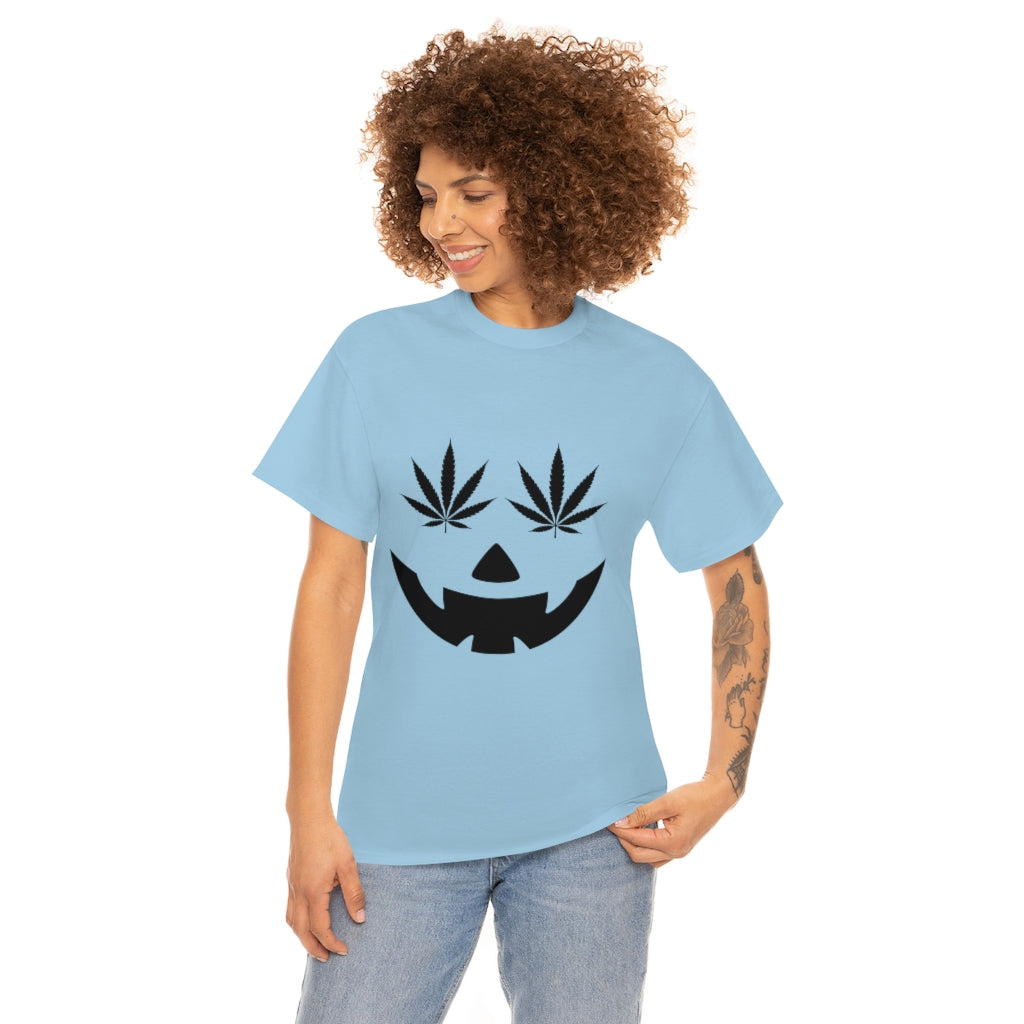 Pumpkin Face with Weed Eyes Cotton Tee