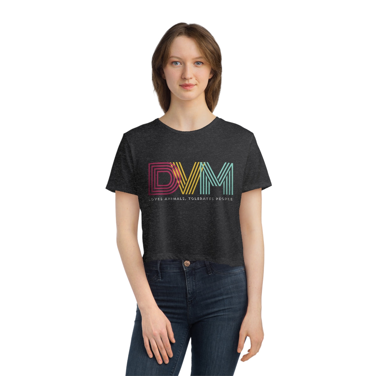 "DVM: loves animals, tolerates people" Cropped Tee