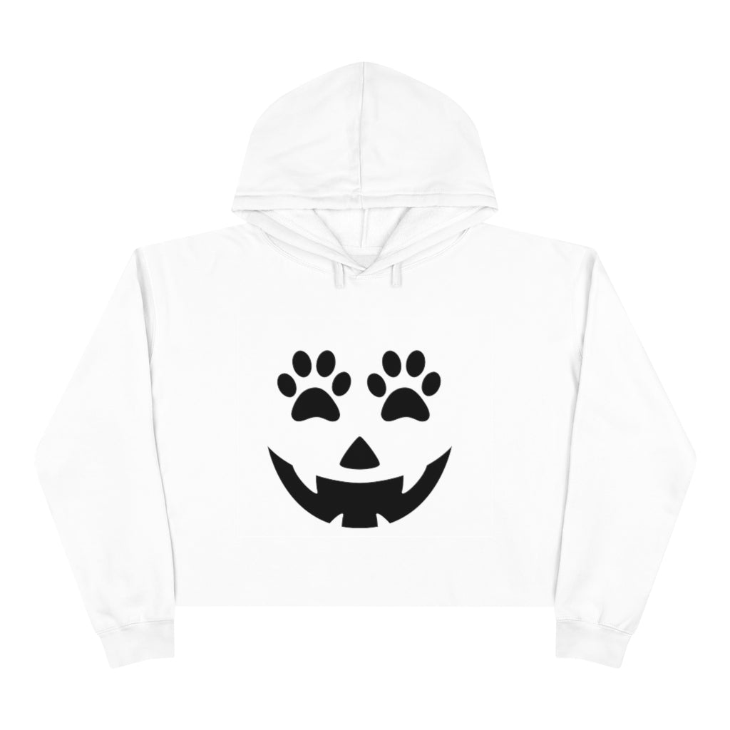 Pumpkin Face with Paw Eyes Crop Hoodie