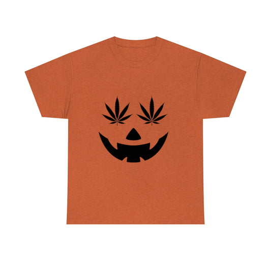 Pumpkin Face with Weed Eyes Cotton Tee