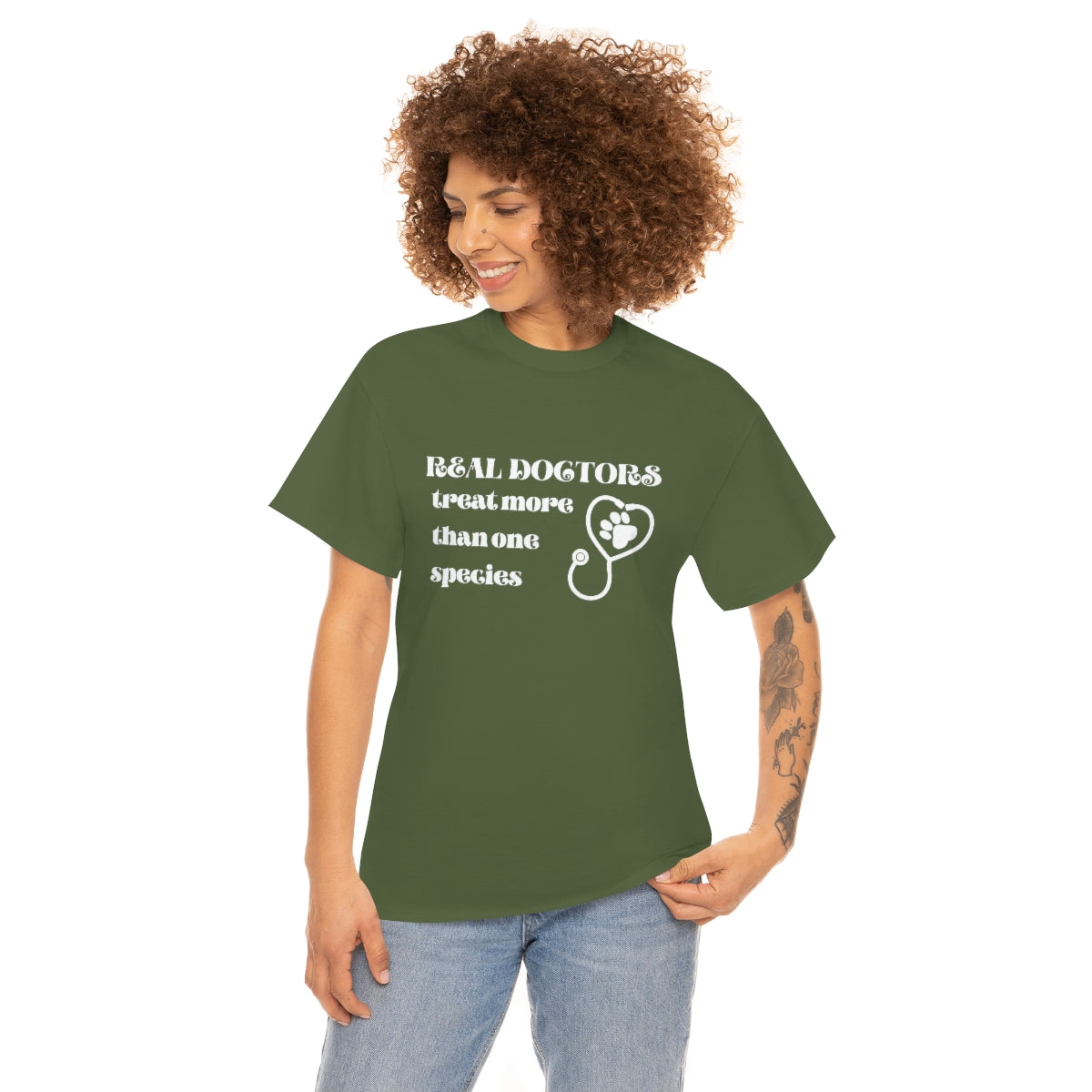 "Real doctors treat more than one species" Tee