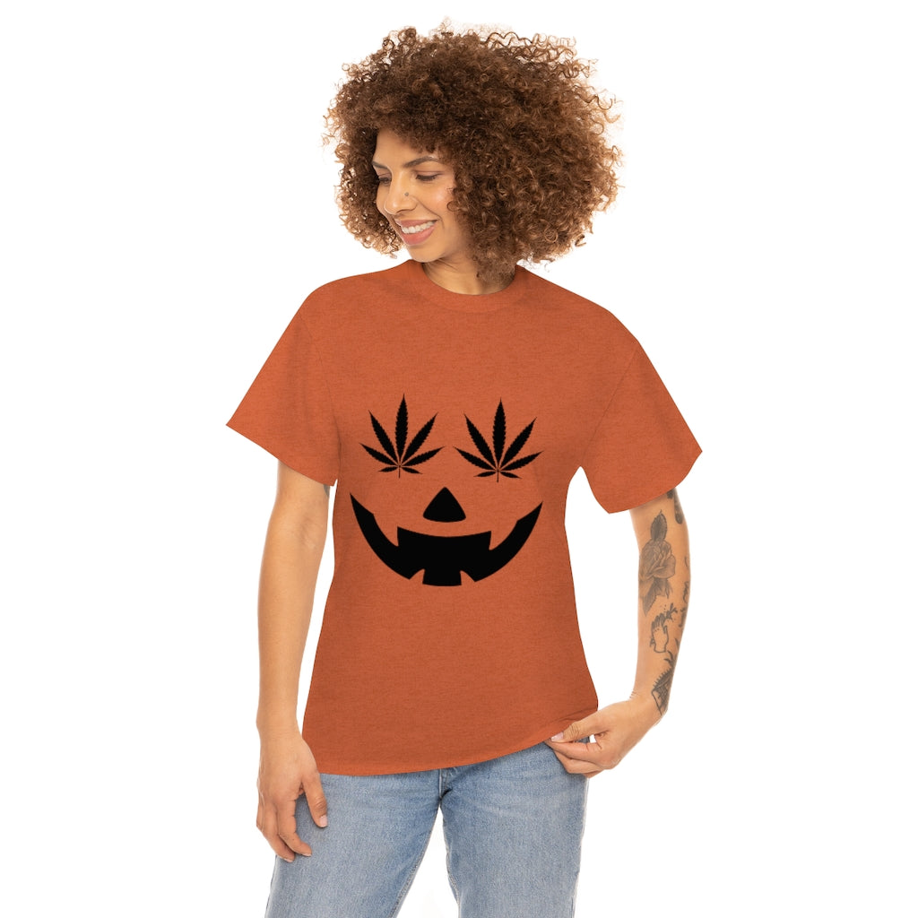 Pumpkin Face with Weed Eyes Cotton Tee