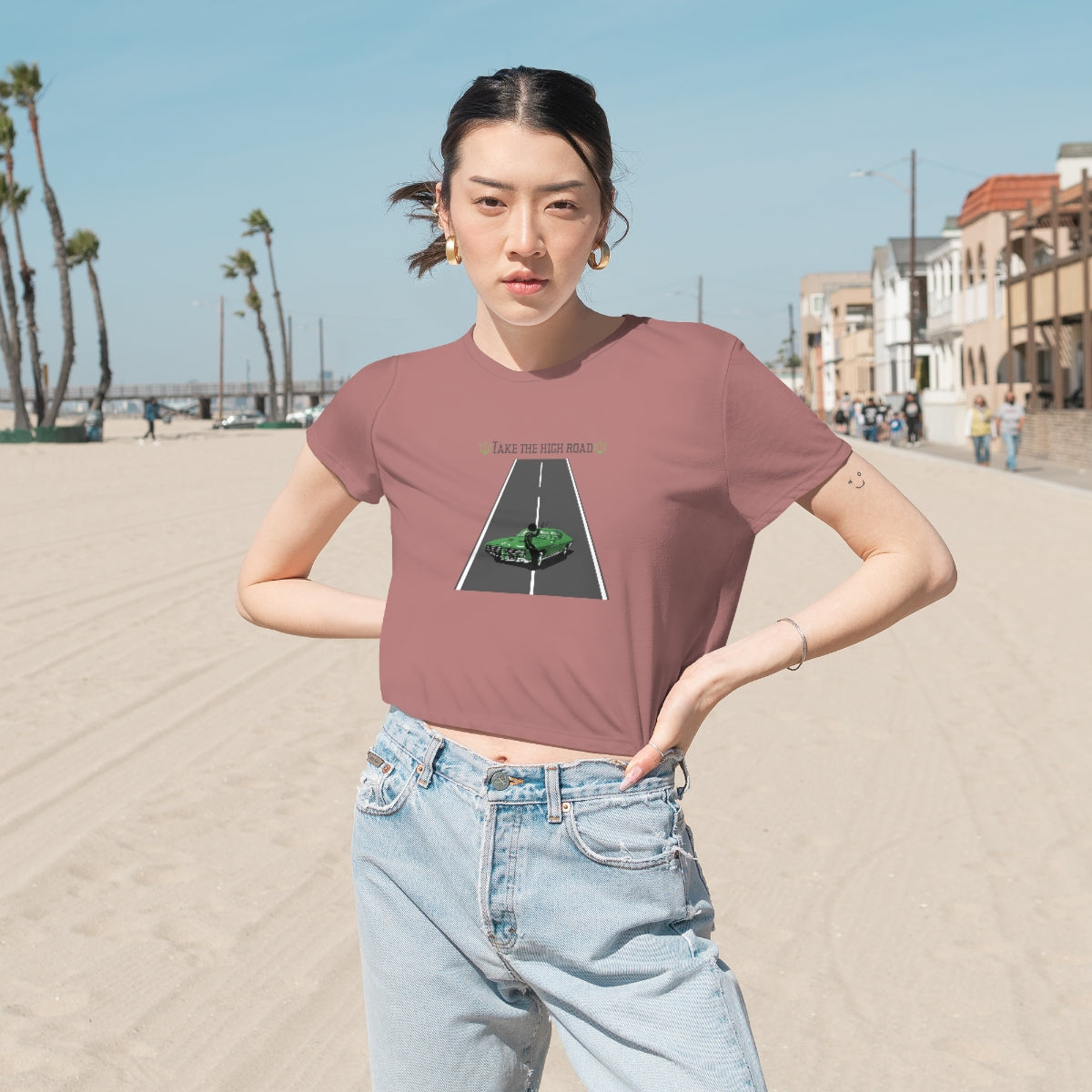 "Take the high road" Flowy Cropped Tee