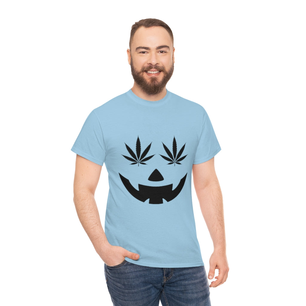 Pumpkin Face with Weed Eyes Cotton Tee