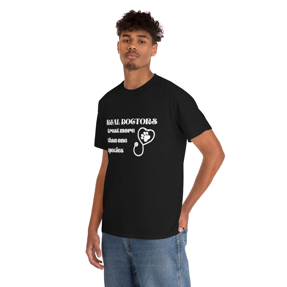 "Real doctors treat more than one species" Tee