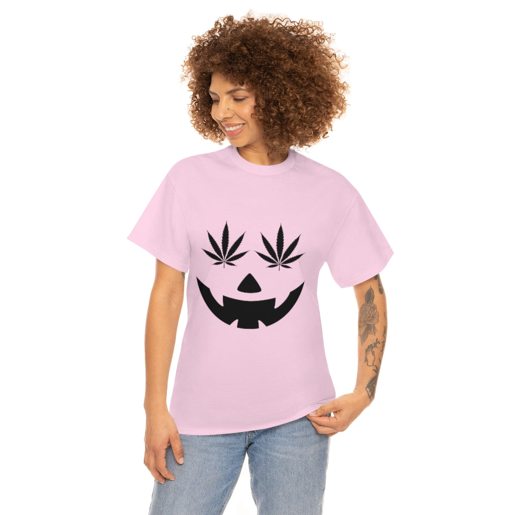 Pumpkin Face with Weed Eyes Cotton Tee