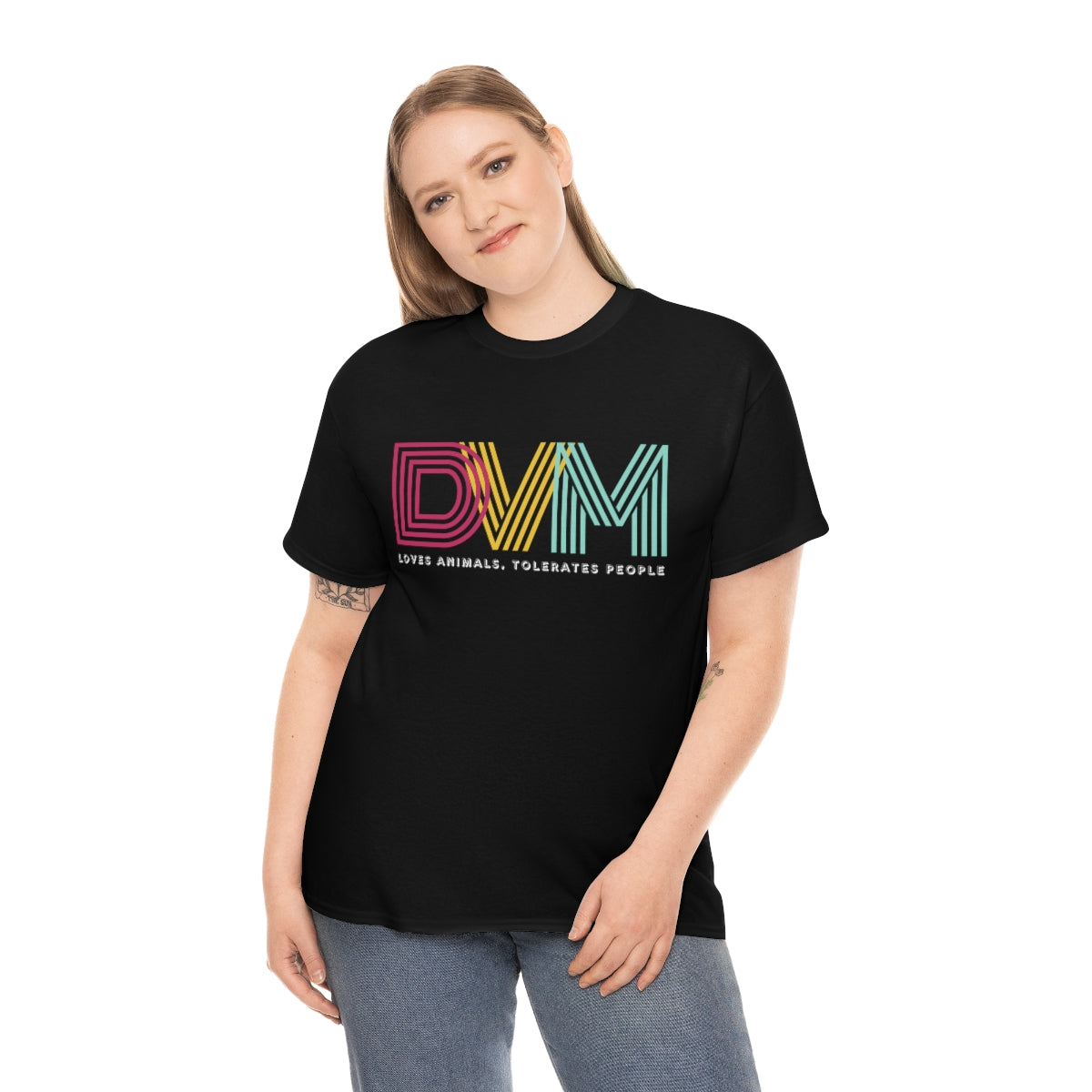 "DVM: loves animals, tolerates people" Tee