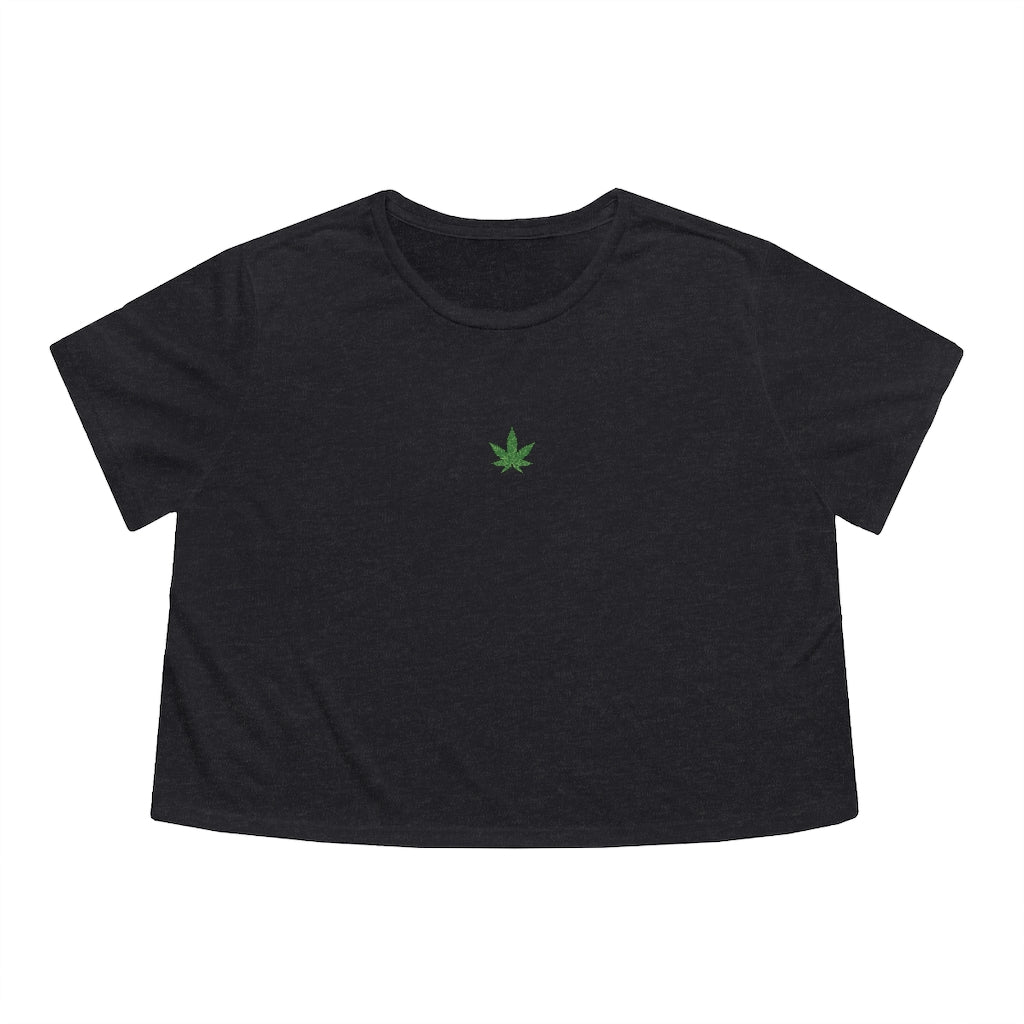 Weed Leaf Flowy Cropped Tee