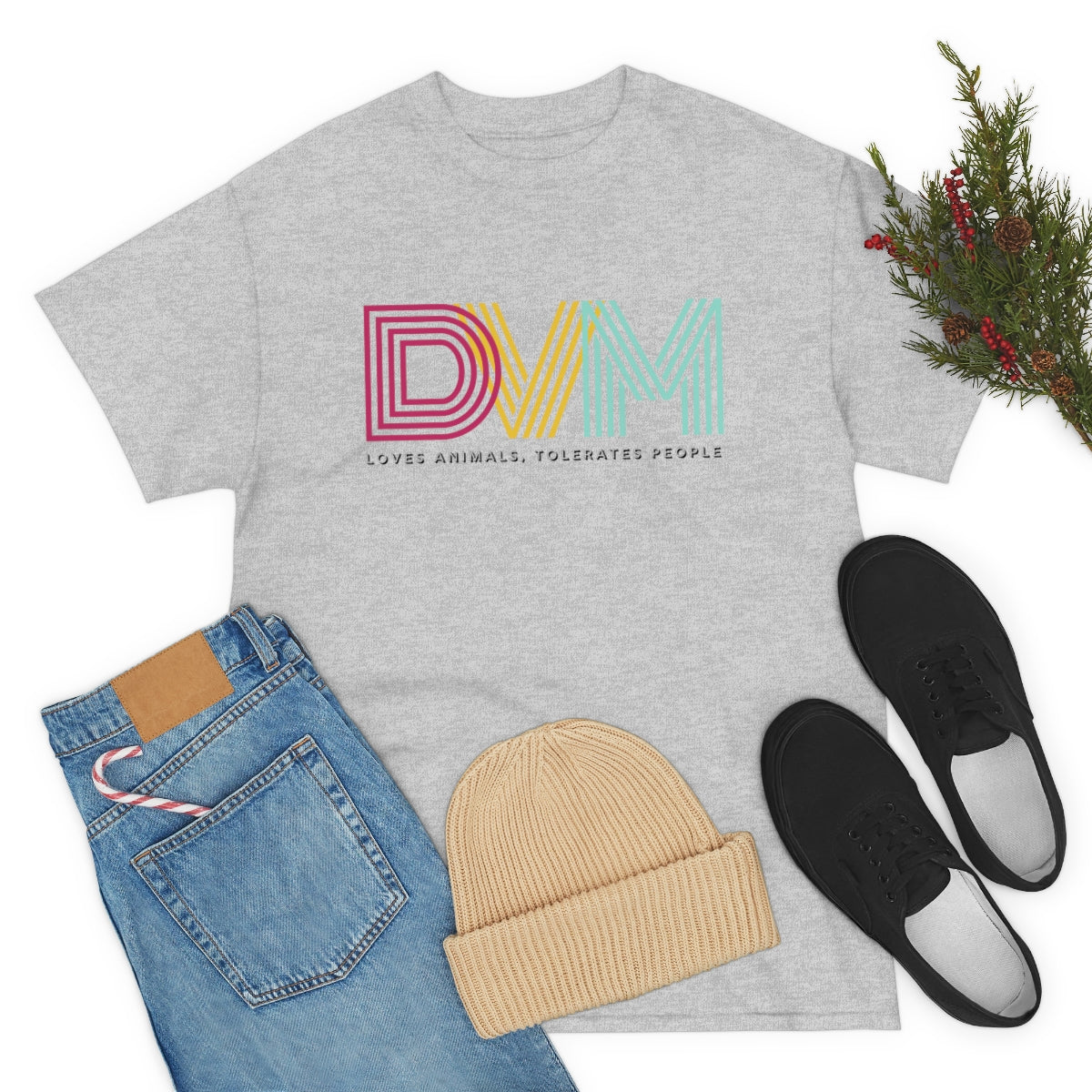 "DVM: loves animals, tolerates people" Tee