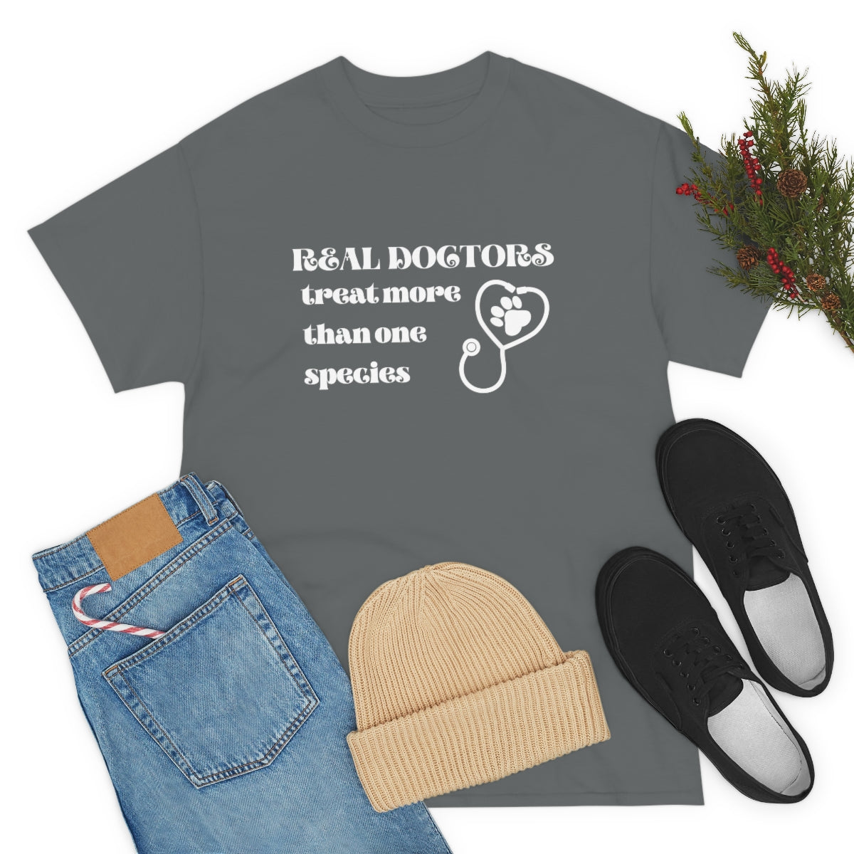 "Real doctors treat more than one species" Tee