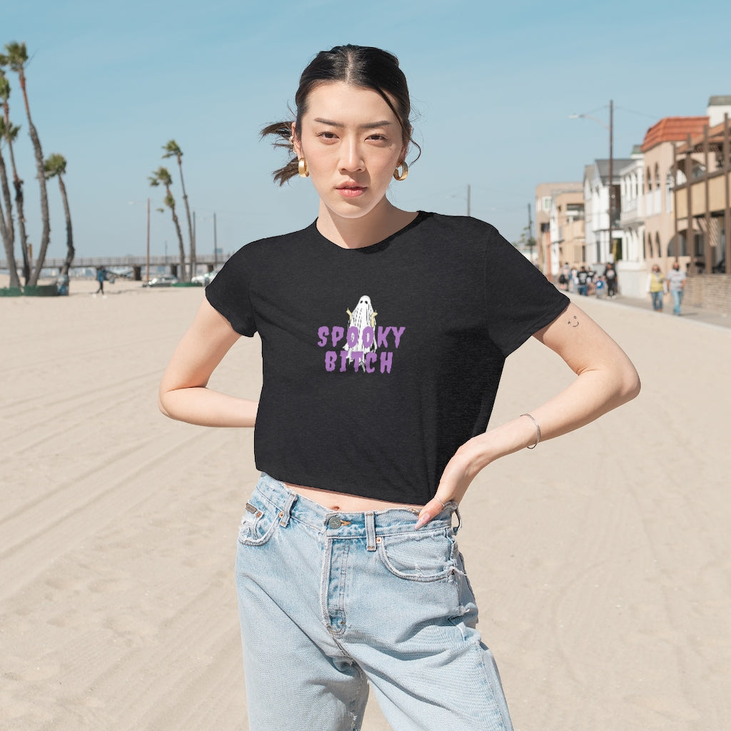 Spooky Bitch Flowy Cropped Tee