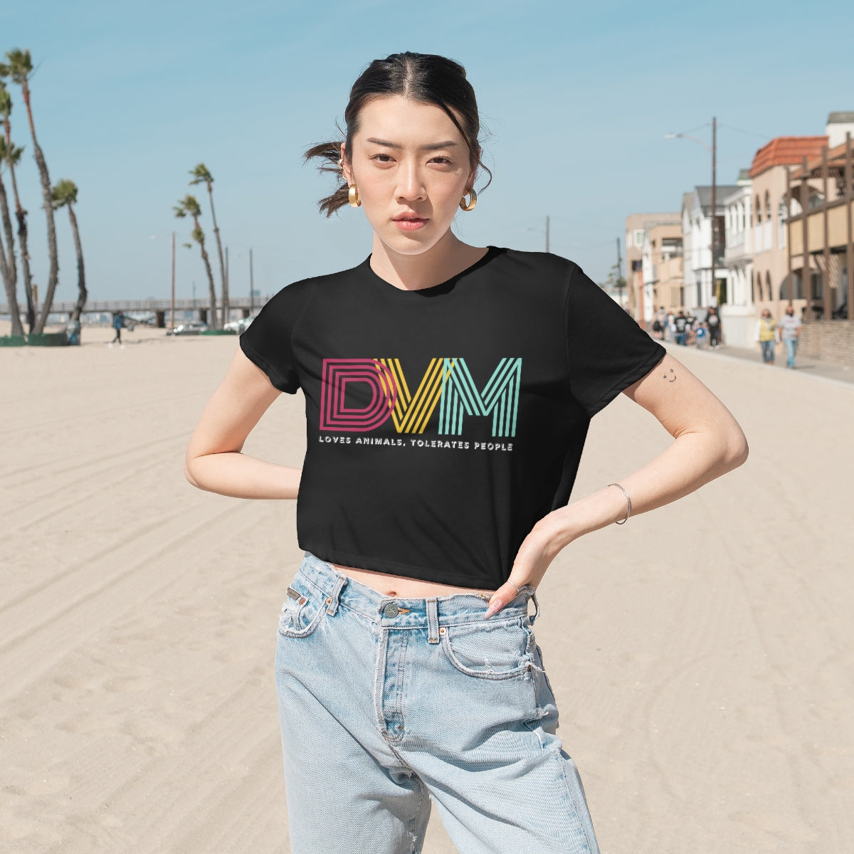 "DVM: loves animals, tolerates people" Cropped Tee