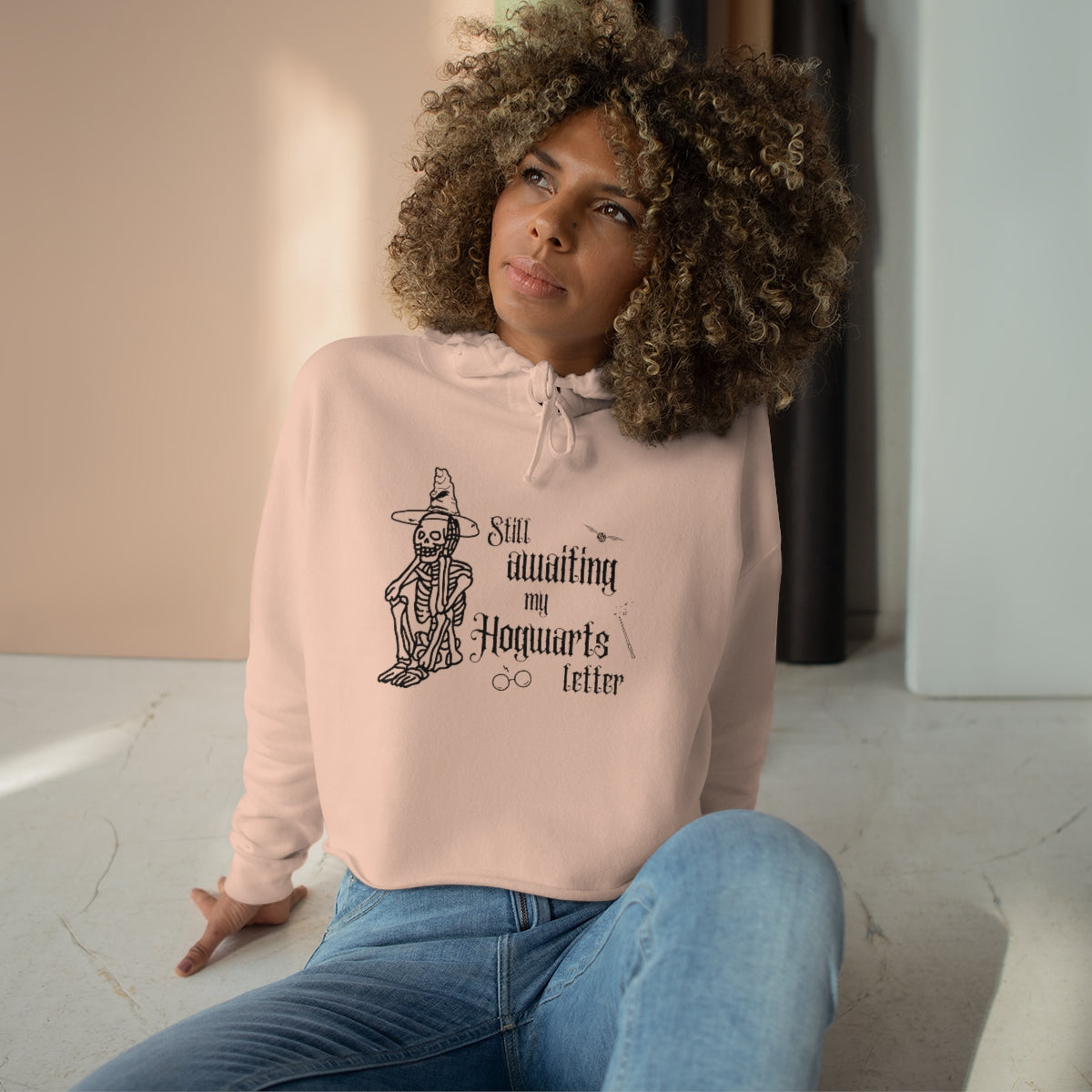 "Still awaiting my Hogwarts letter" Crop Hoodie