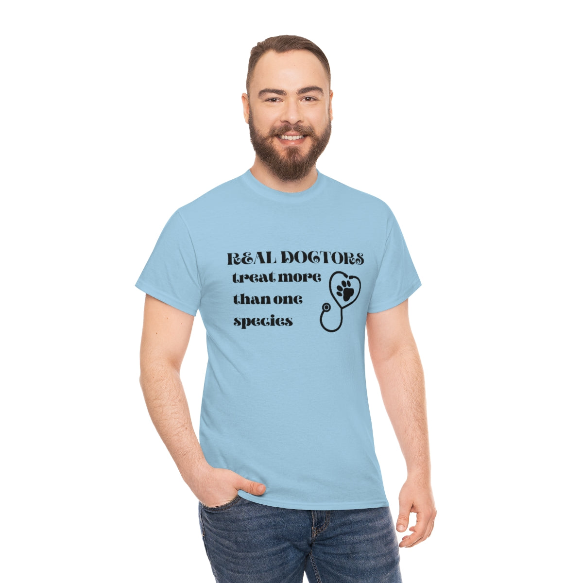 "Real doctors treat more than one species" Tee