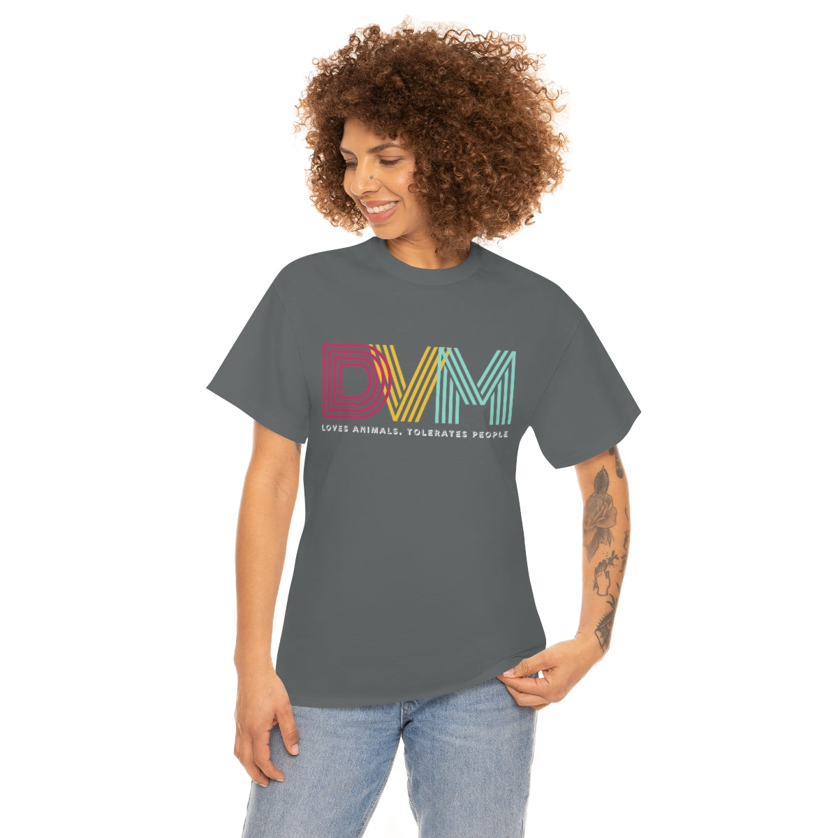 "DVM: loves animals, tolerates people" Tee