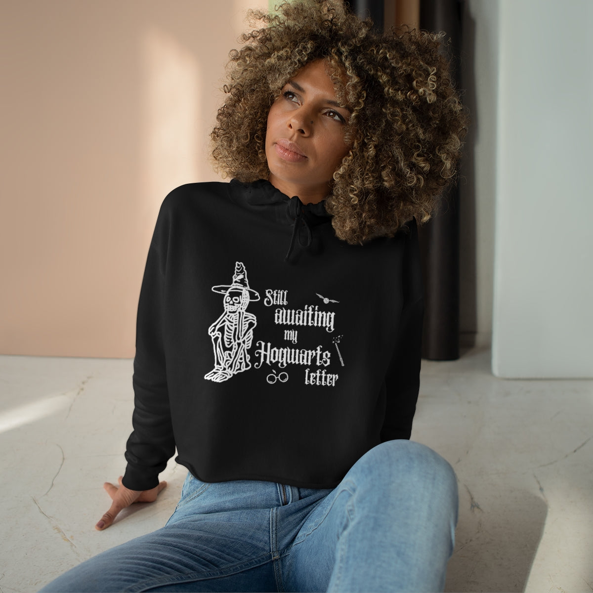 "Still awaiting my Hogwarts letter" Crop Hoodie