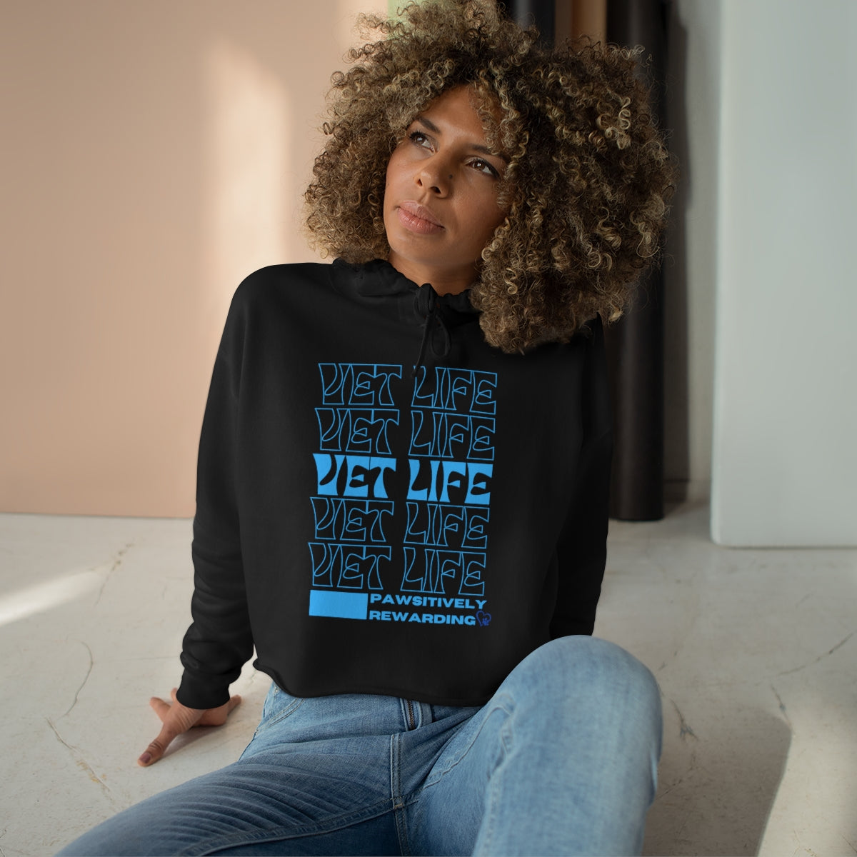 "Vet Life: Pawsitively Rewarding" Crop Hoodie