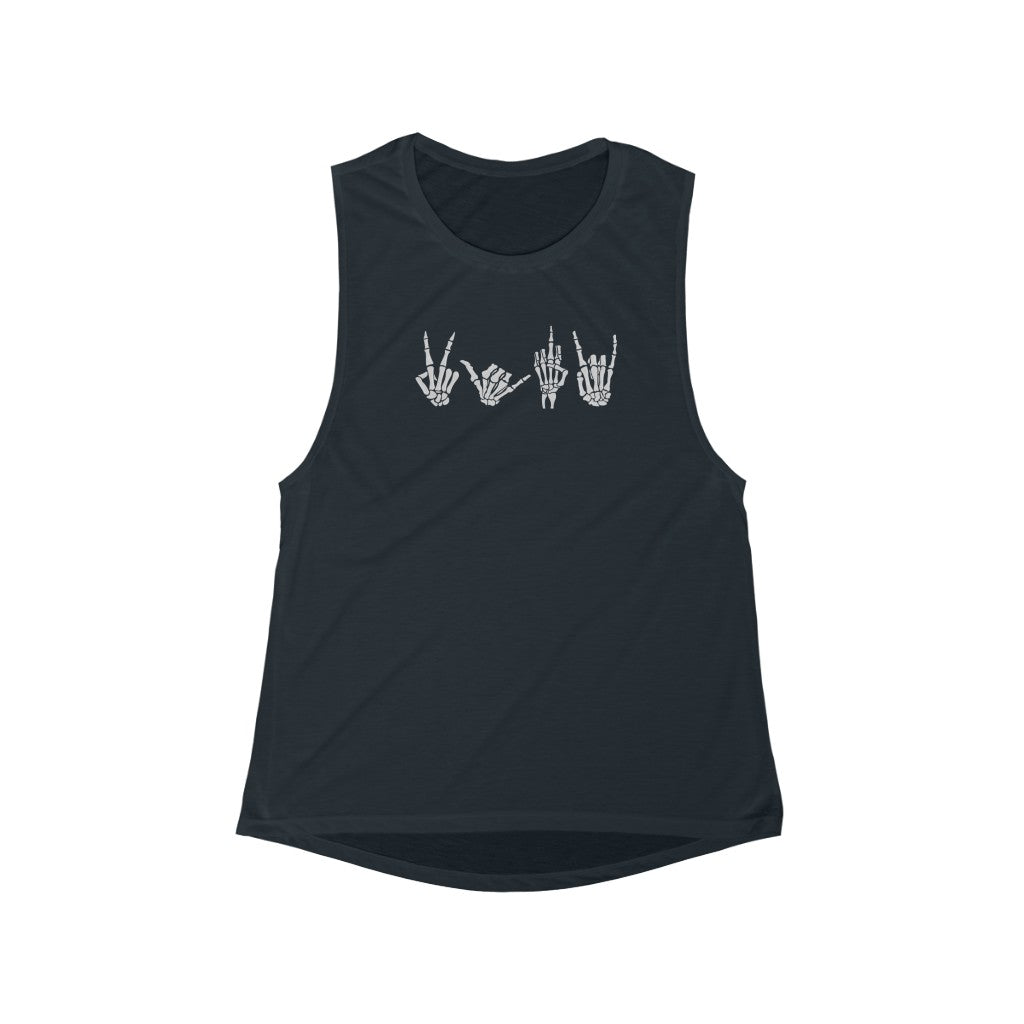 Skeleton Hand Signals Flowy Muscle Tank