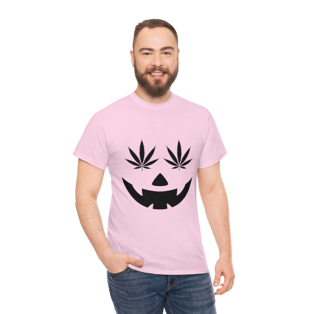 Pumpkin Face with Weed Eyes Cotton Tee