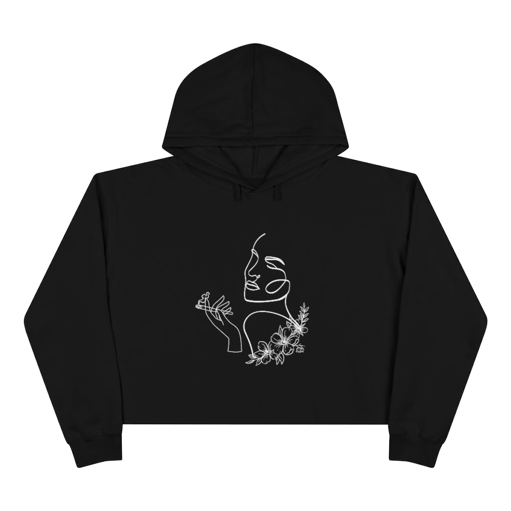 Smoking Woman Crop Hoodie