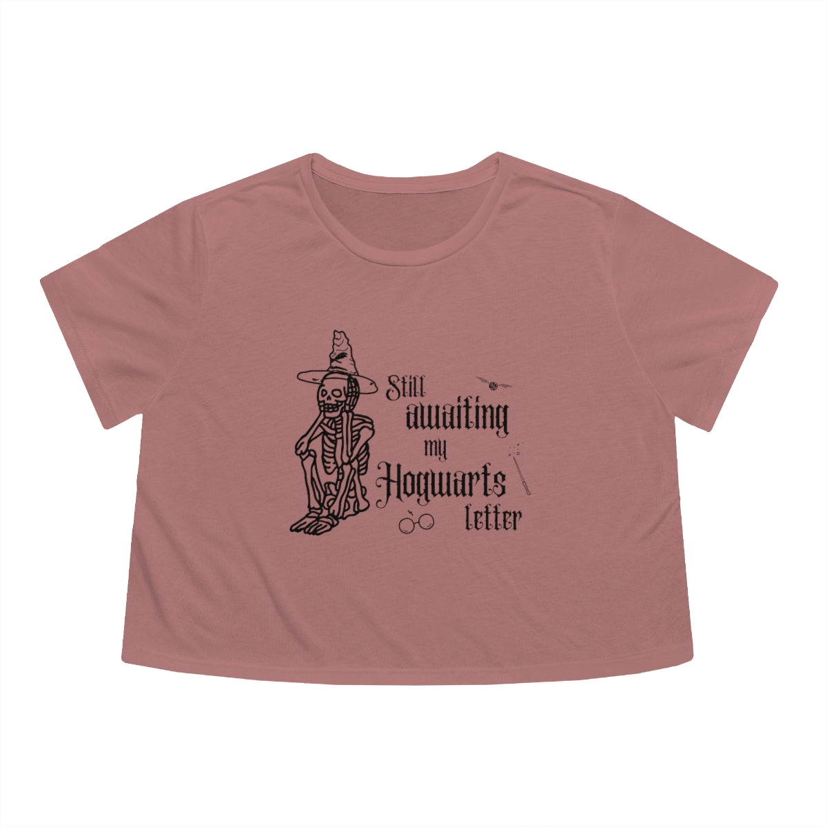 "Still awaiting my Hogwarts letter" Flowy Cropped Tee