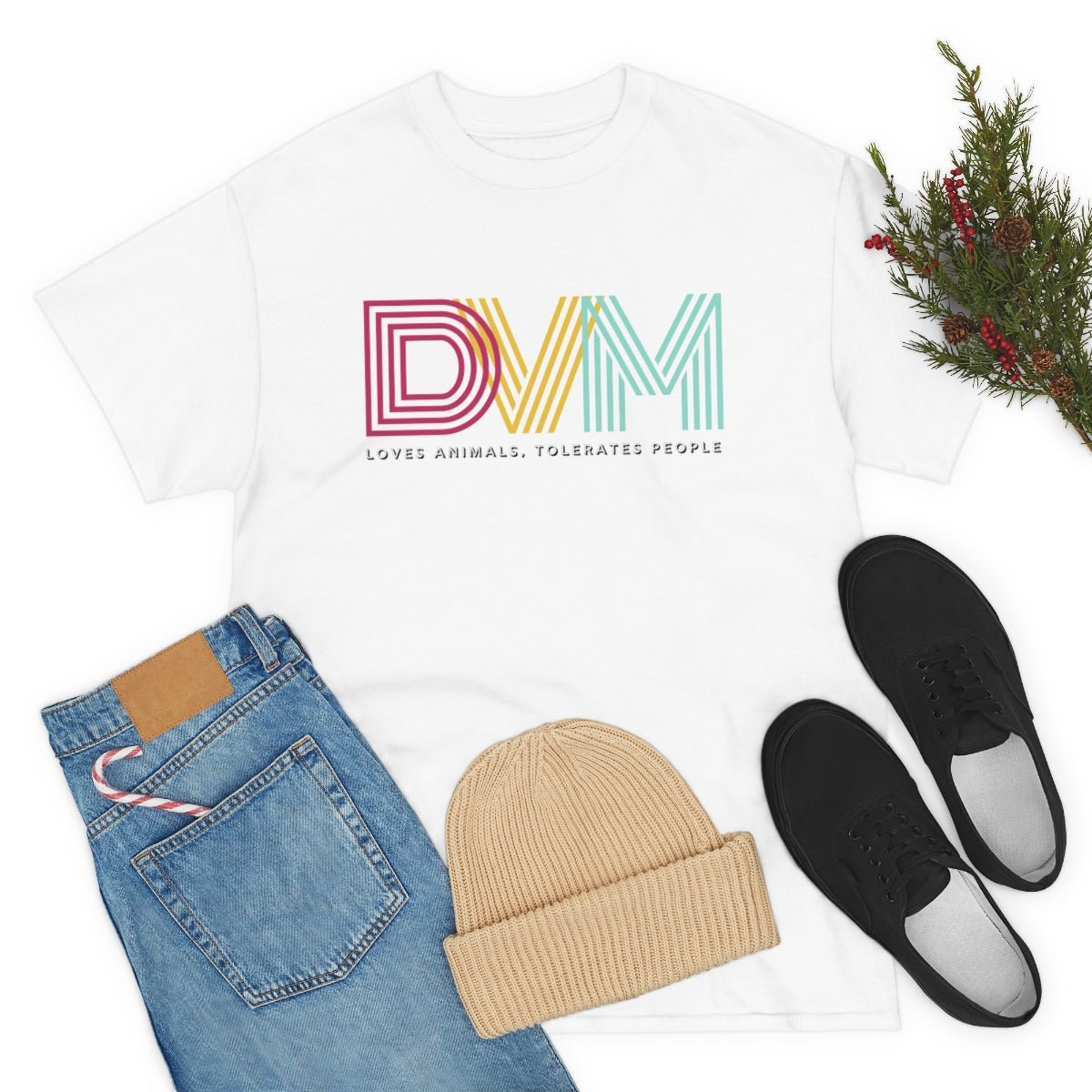 "DVM: loves animals, tolerates people" Tee