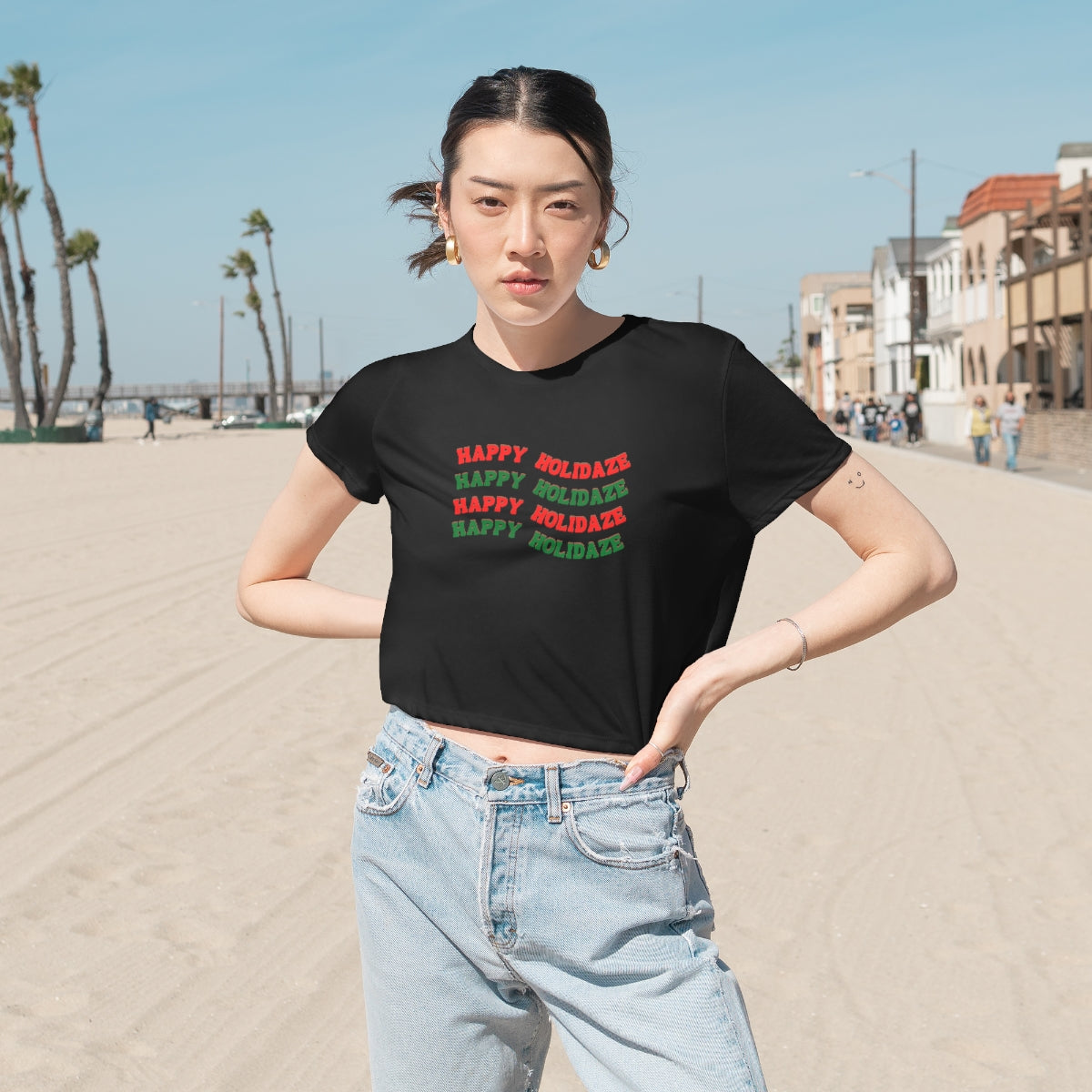 "Happy Holidaze", Cropped Tee