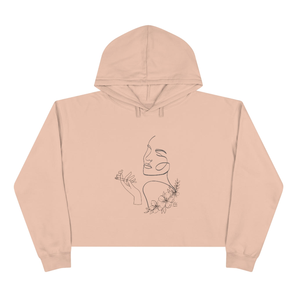 Smoking Woman Crop Hoodie