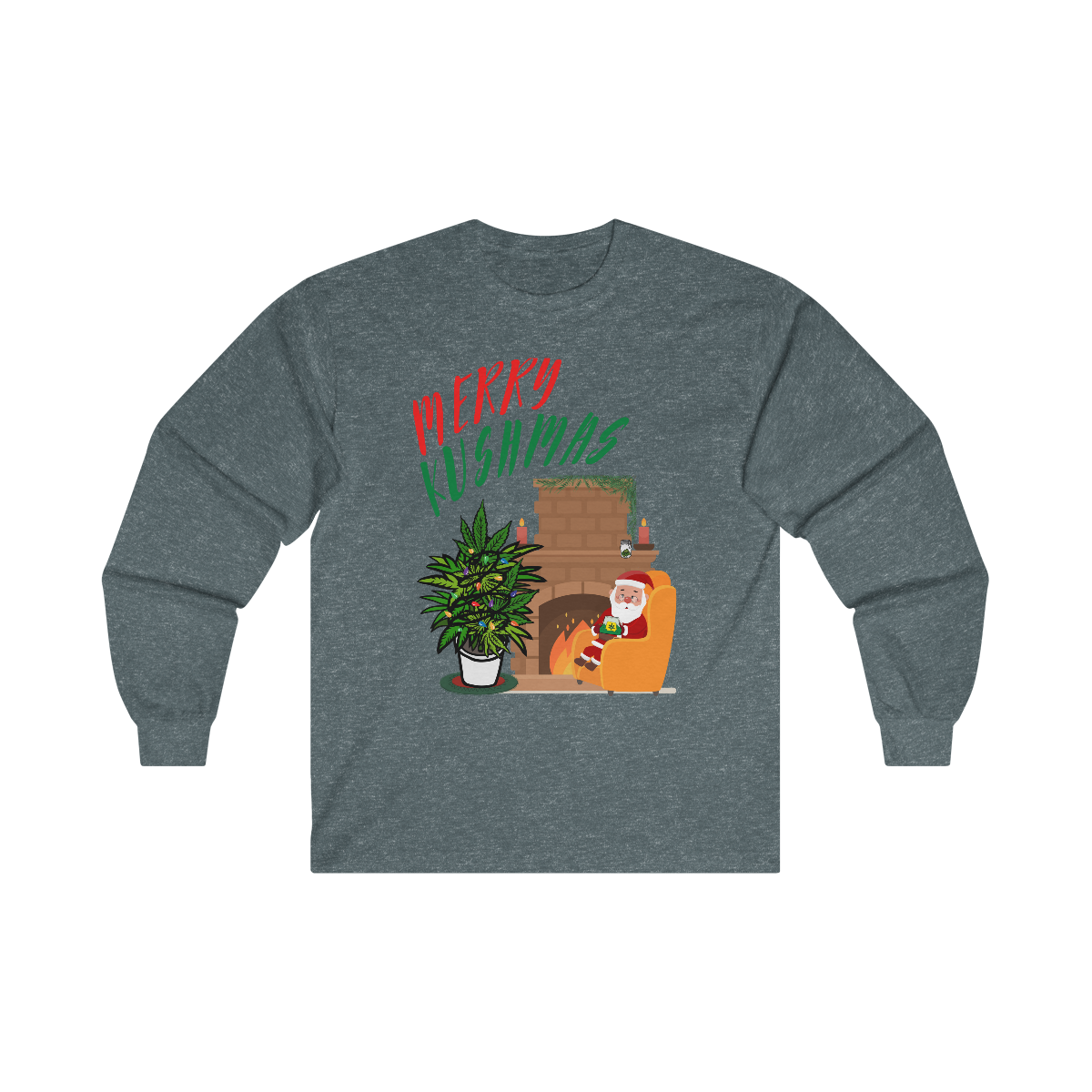 "Merry Kushmas" Stoner Santa, Long Sleeve Tee