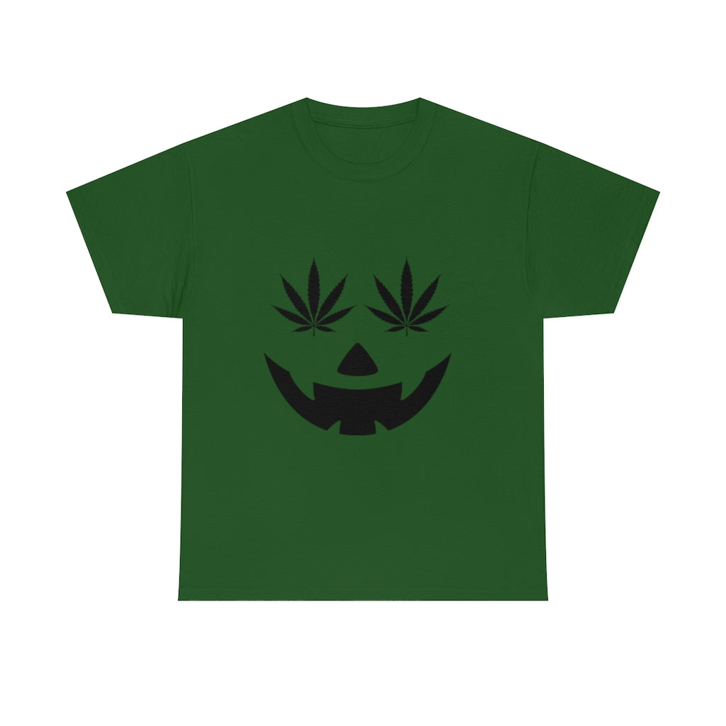 Pumpkin Face with Weed Eyes Cotton Tee